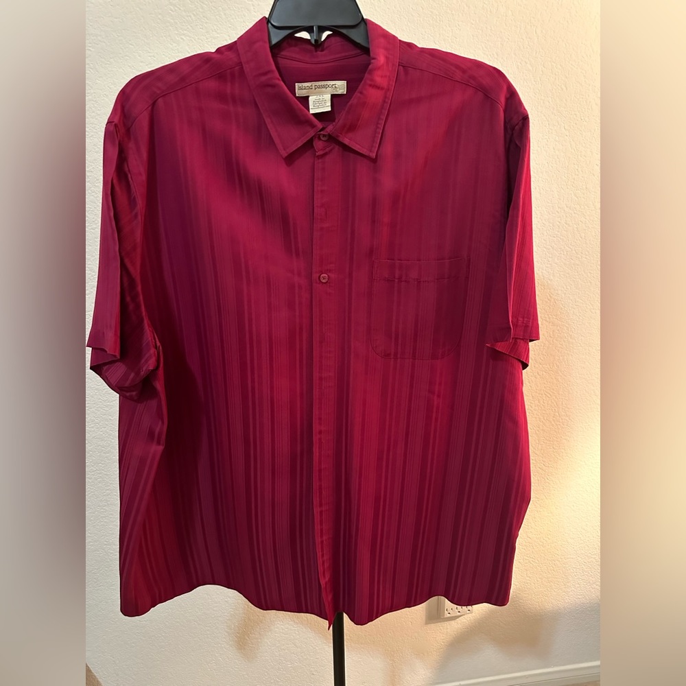 Nice red island, passport, silk shirt, two XL